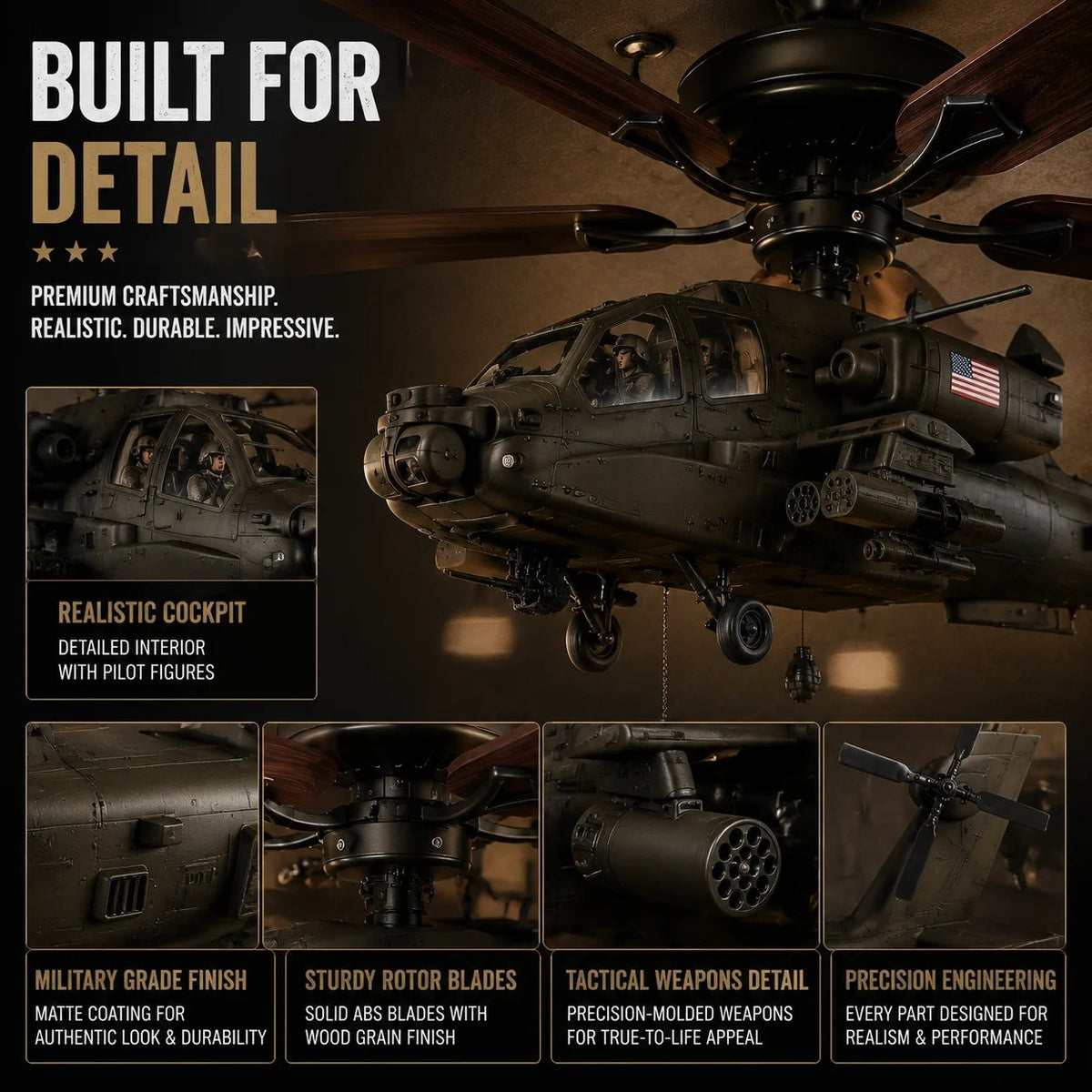 🔥 LAST DAY 50% OFF-🚁 Helicopter Ceiling Fan Decoration – Flying Aviation Display