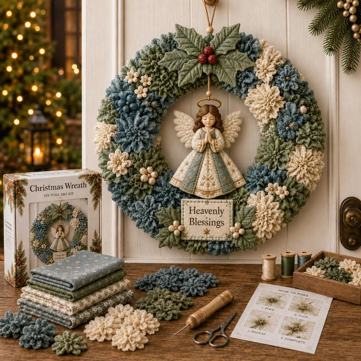 🧡⏰LAST DAY 49% OFF - 3D Fabric Poke Wreath DIY Kit 🎄🧡 (Video Tutorial & Finished Wreath Reference Included ✨ Beginner-friendly)