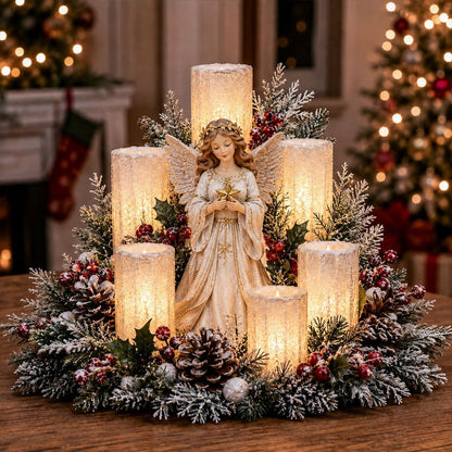 🎄✨ Christmas Glowing Centerpiece with Flameless Candle 🕯️