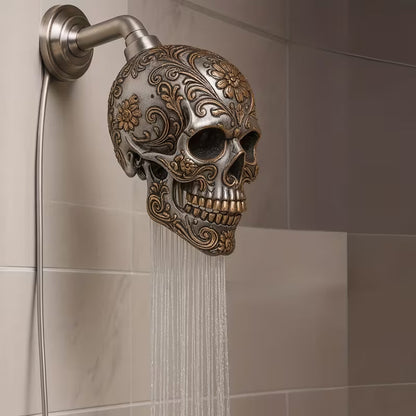 Ornate Engraved Skull High Pressure Shower Head