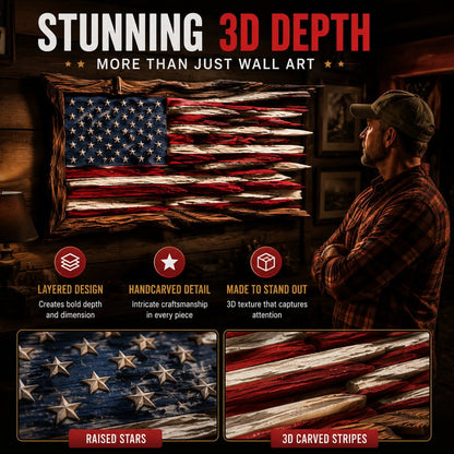 🎨🇺🇸 Handcrafted Wooden American Flag Wall Decor