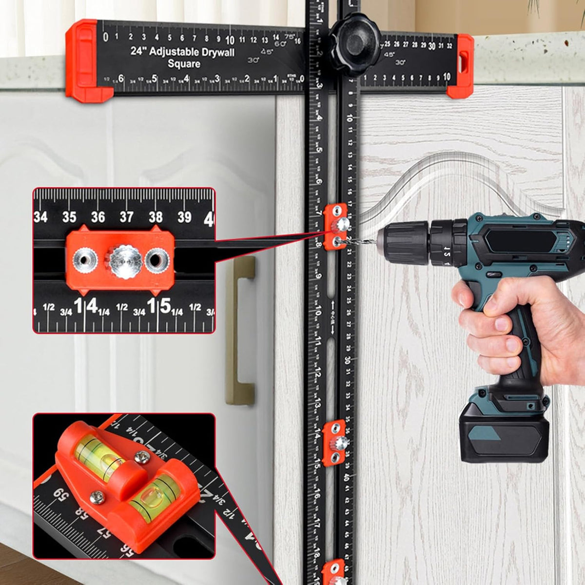 Adjustable 2 in 1 Drilling Positioning Ruler