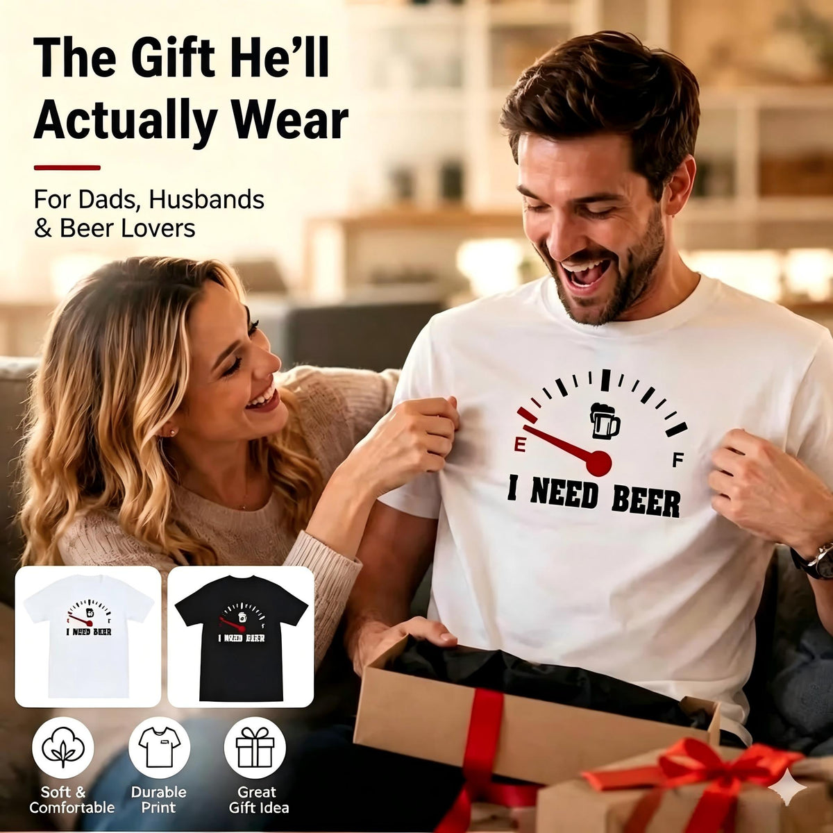 Funny men's T-shirt: "I Need Beer" – a special choice for beer lovers