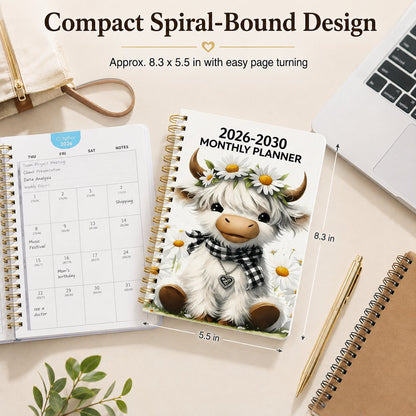 🐮 Cute Cow 5-Year Planner 2026–2030 | Monthly Organizer with Farmhouse Cover, Goal Tracking Pages & Long-Term Planning Layout ✨