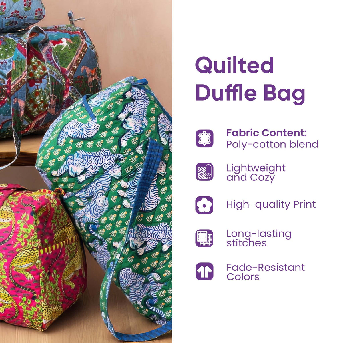 Hippie Journey Quilted Duffle Bag