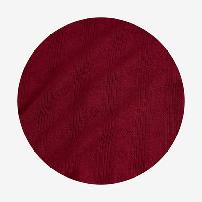 Burgundy Pointelle Lettuce Edge Bodysuit