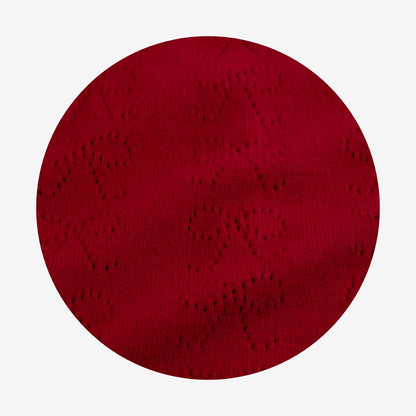 Crimson Red Pointelle Sweater Polo