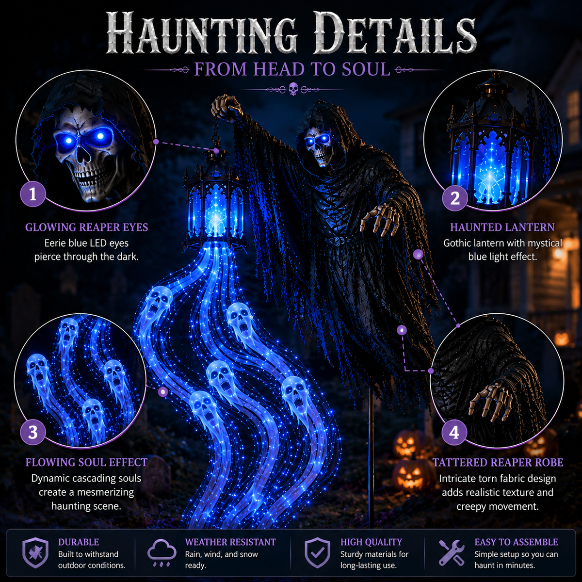 🎃 Soul Harvester Animated Garden Light | Spooky Halloween Yard Decor