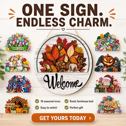 🔥 LIMITED-TIME 50% OFF🔥 — 16 Pcs Interchangeable Welcome Sign for Front Door