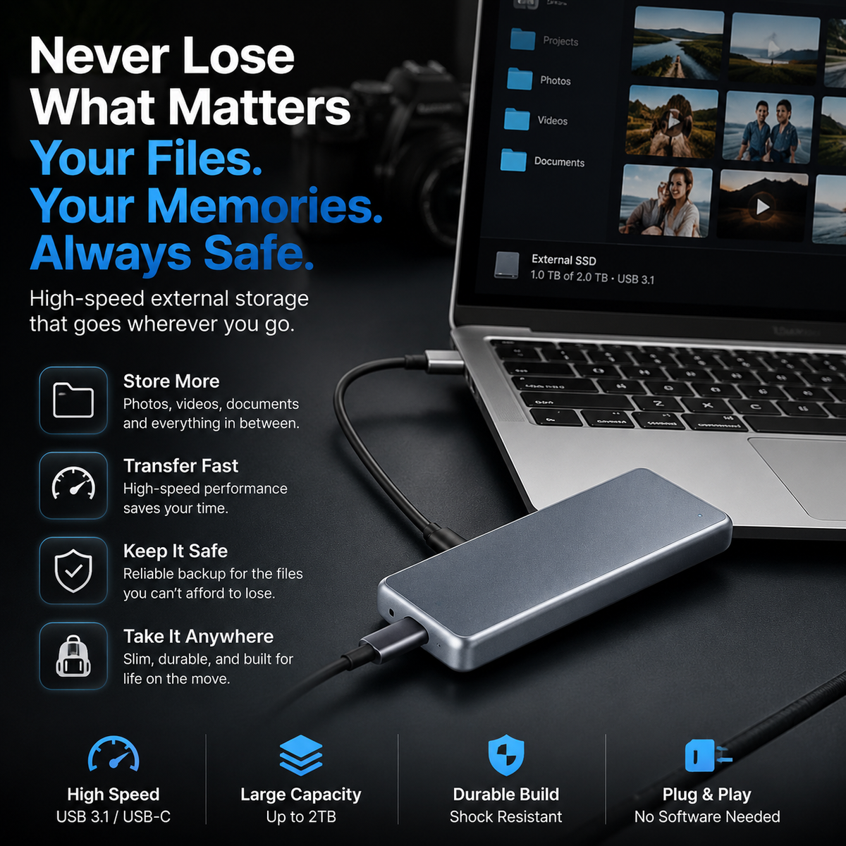 ⚡ LAST DAY 50% OFF – Portable External SSD for Photos & Videos