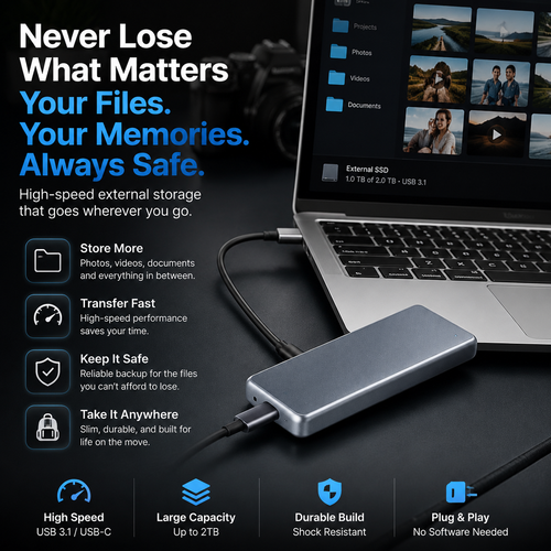 ⚡ LAST DAY 50% OFF – Portable External SSD for Photos & Videos