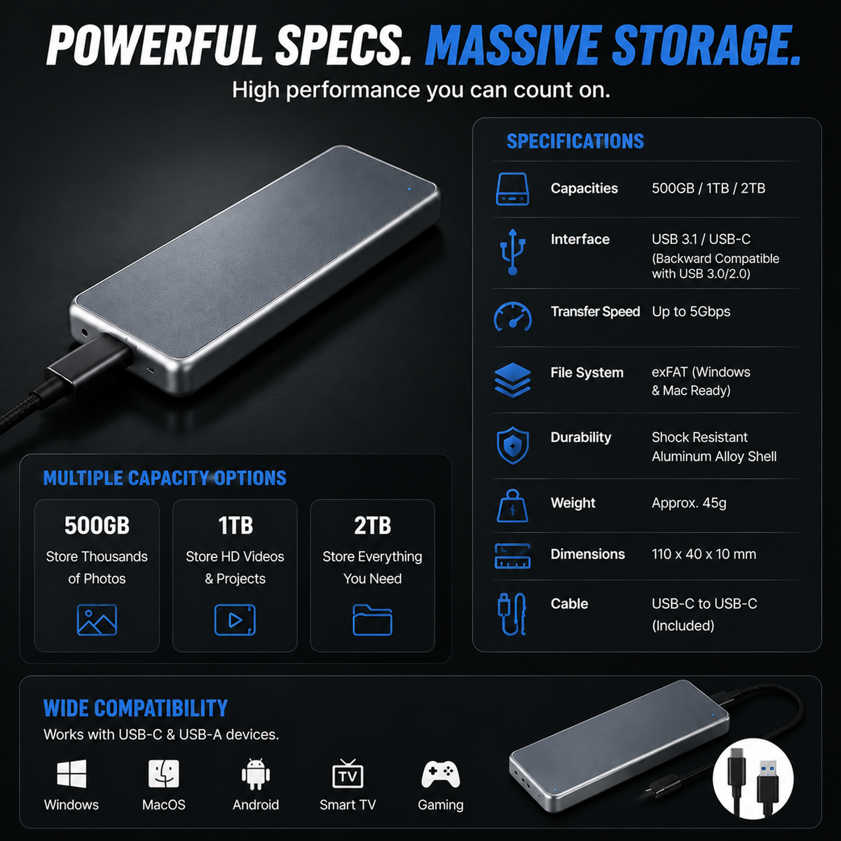 ⚡ LAST DAY 50% OFF – Portable External SSD for Photos & Videos