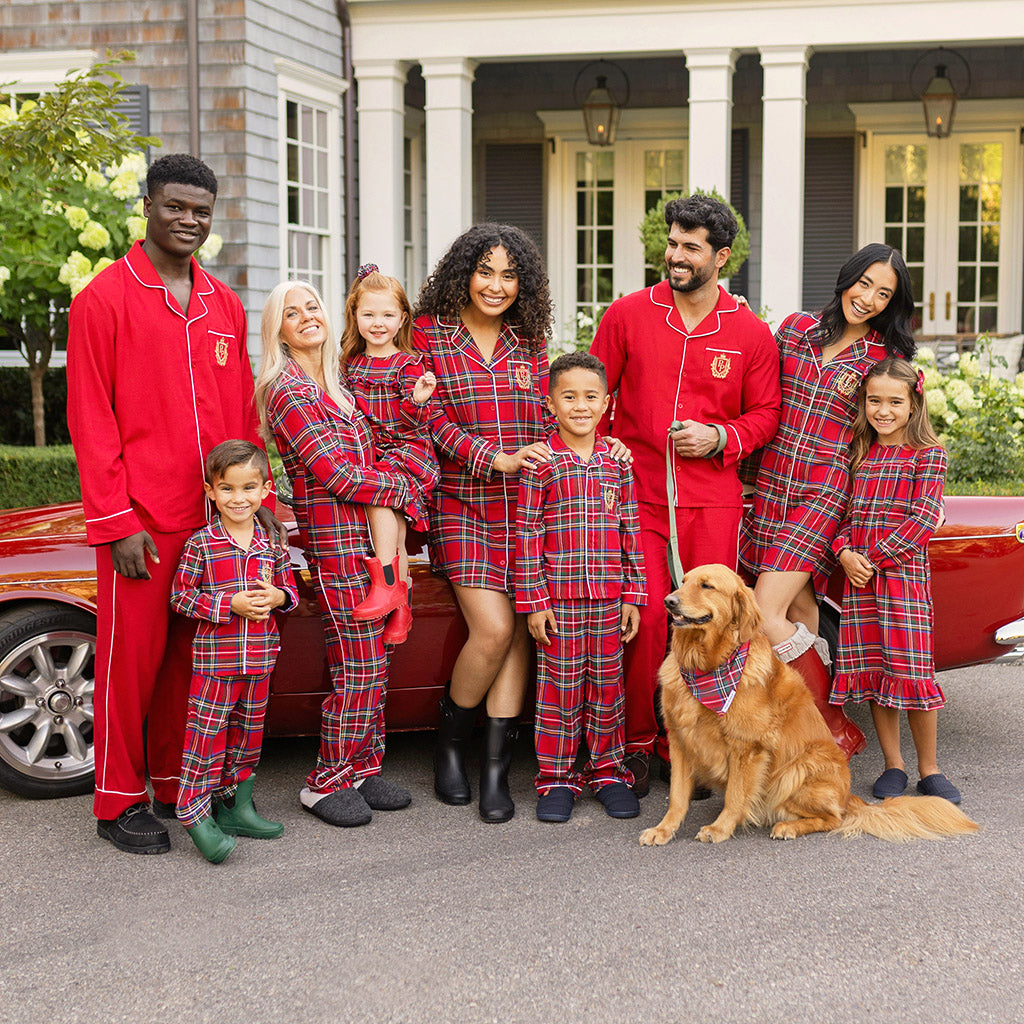 Red Tartan Plaid Women's Flannelette Pajama Set