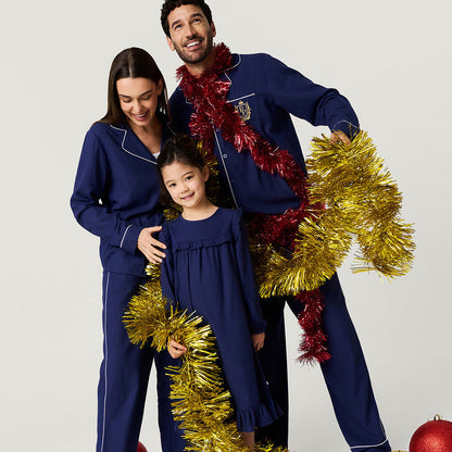 Navy Women's Flannelette Pajama Set