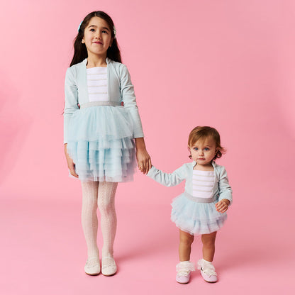 Posh Icy Blue Nutcracker Velour Tulle Bodysuit Dress