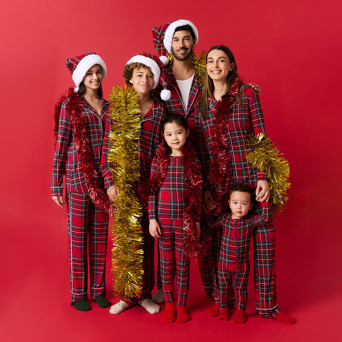 Red Tartan Plaid Kids Flannelette Poshmas Hat