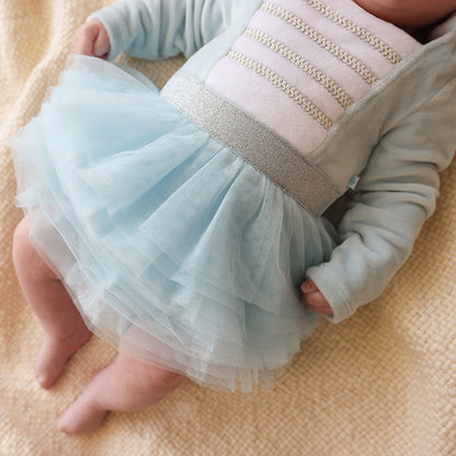 Posh Icy Blue Nutcracker Velour Tulle Bodysuit Dress