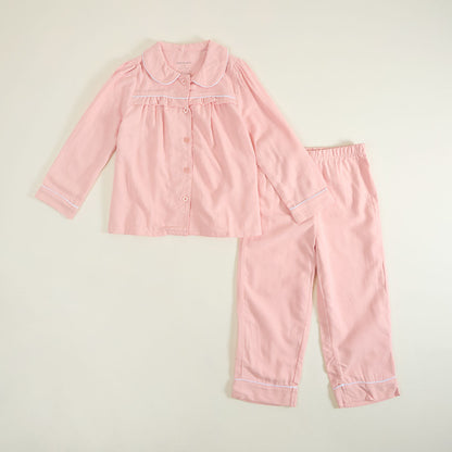 Powder Pink Flannelette Ruffled Pajama Set