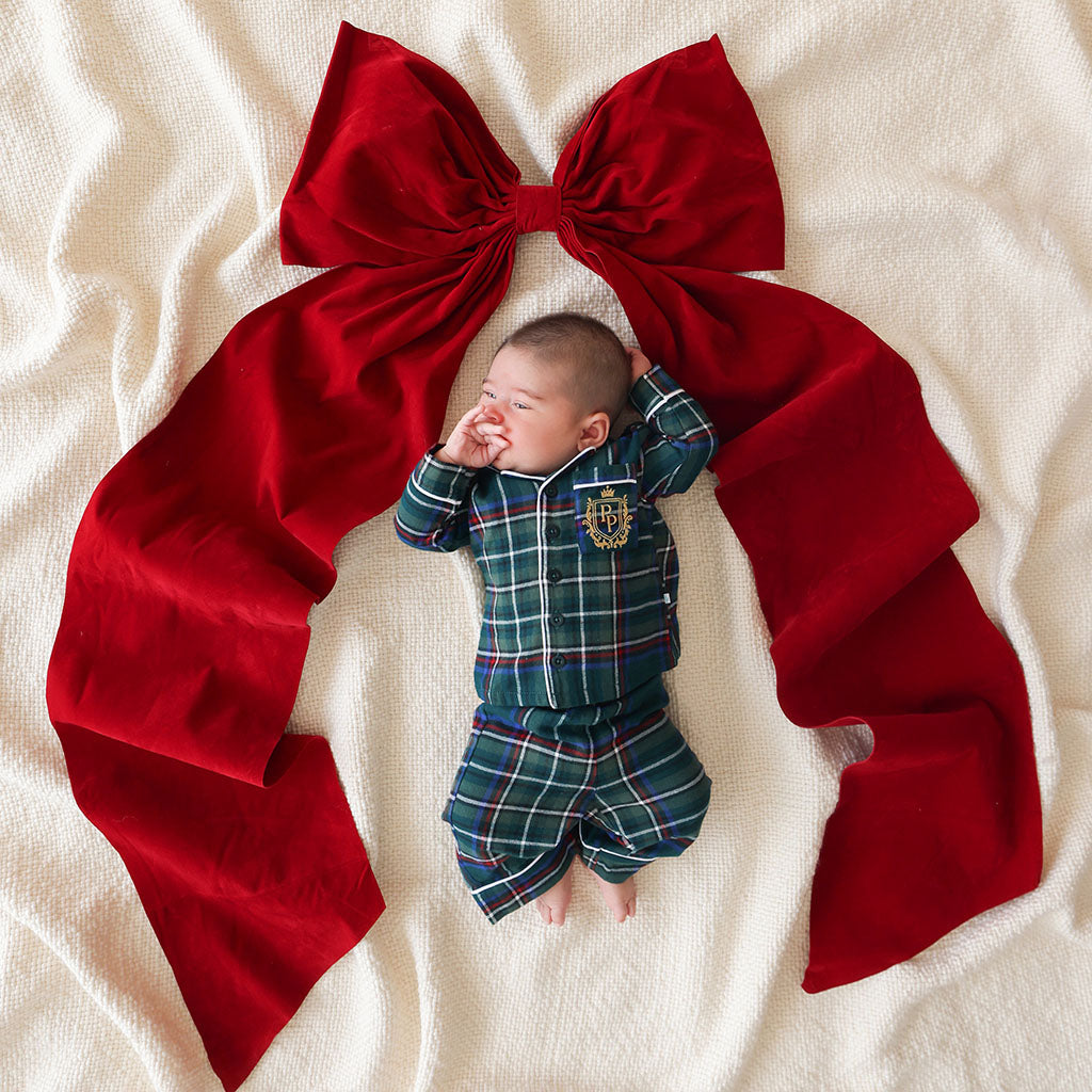 Green Tartan Plaid Flannelette Luxe Pajama Set