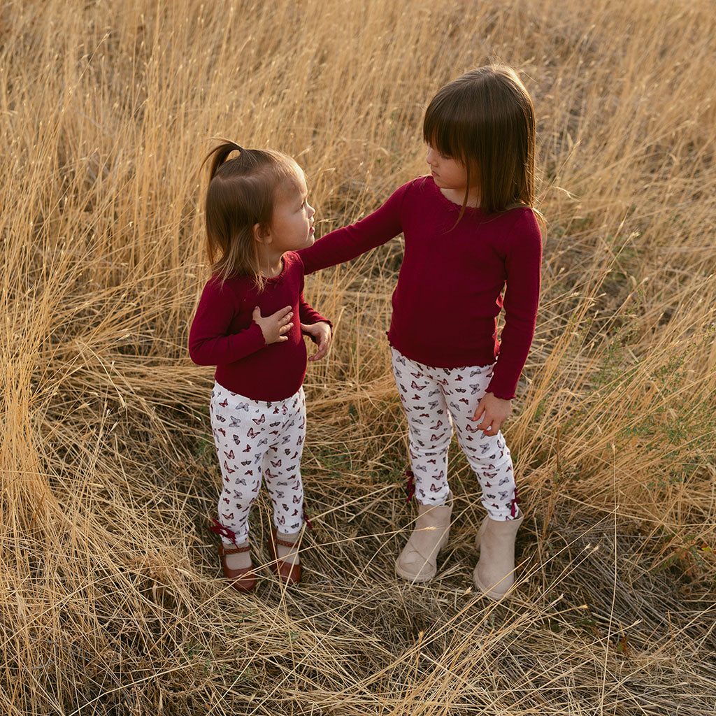 Burgundy Pointelle Lettuce Edge Bodysuit