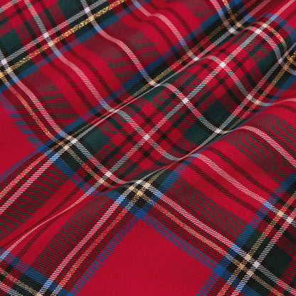 Red Tartan Plaid Oxford Collared Bodysuit & Tartan Overall Romper Set