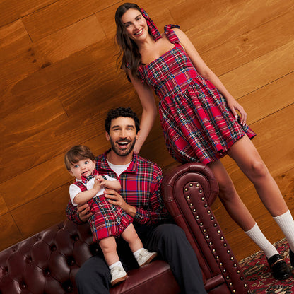 Red Tartan Plaid Women's Mini Dress