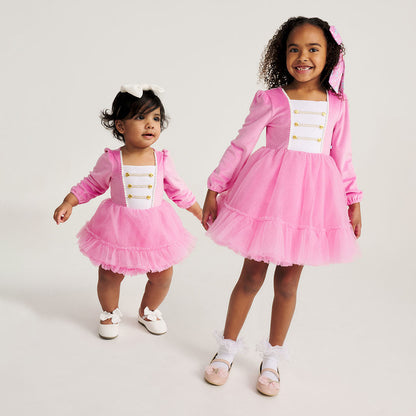 Sweet Nutcracker Velour Petticoat Bodysuit Dress