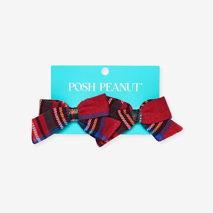 Red Tartan Plaid Mini Bow Hair Clips