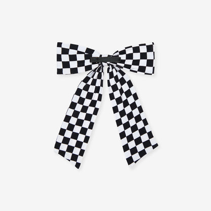 Racing Checker Luxe Bow Hair Clip