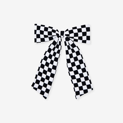 Racing Checker Luxe Bow Hair Clip