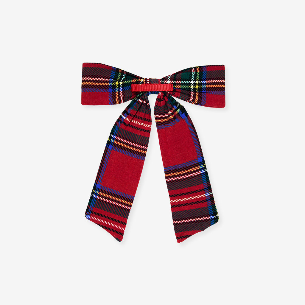 Red Tartan Plaid Luxe Bow Hair Clip