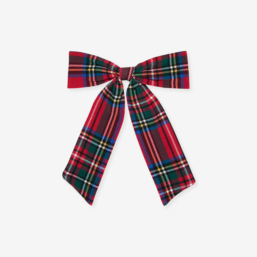 Red Tartan Plaid Luxe Bow Hair Clip