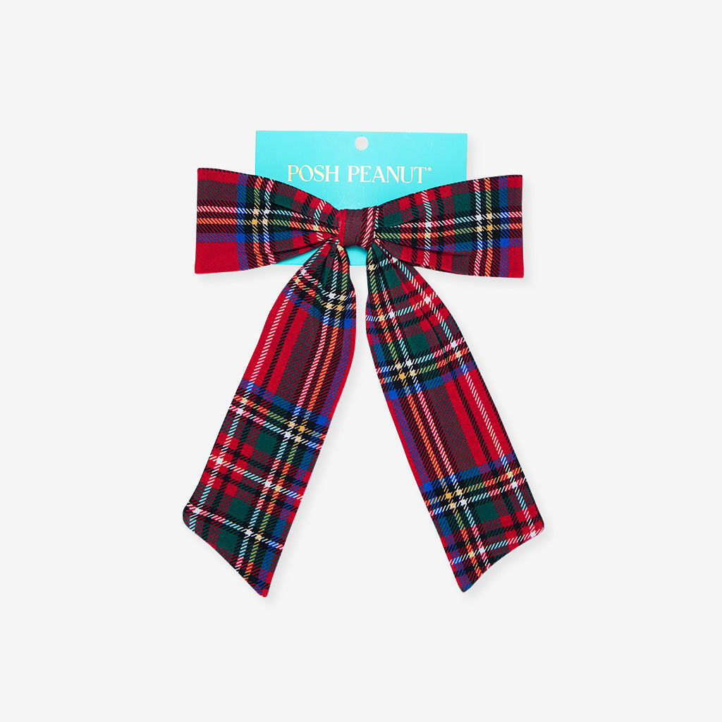 Red Tartan Plaid Luxe Bow Hair Clip