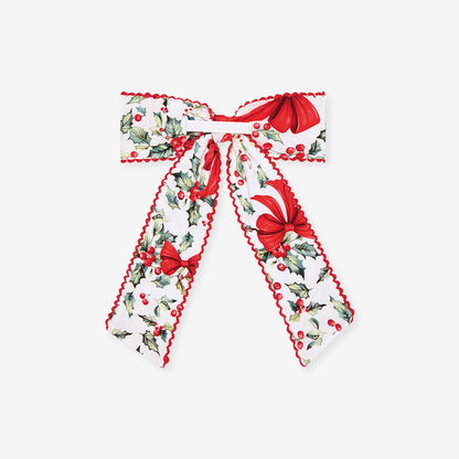 Happy Holly-days Picot Luxe Bow Hair Clip