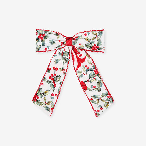 Happy Holly-days Picot Luxe Bow Hair Clip