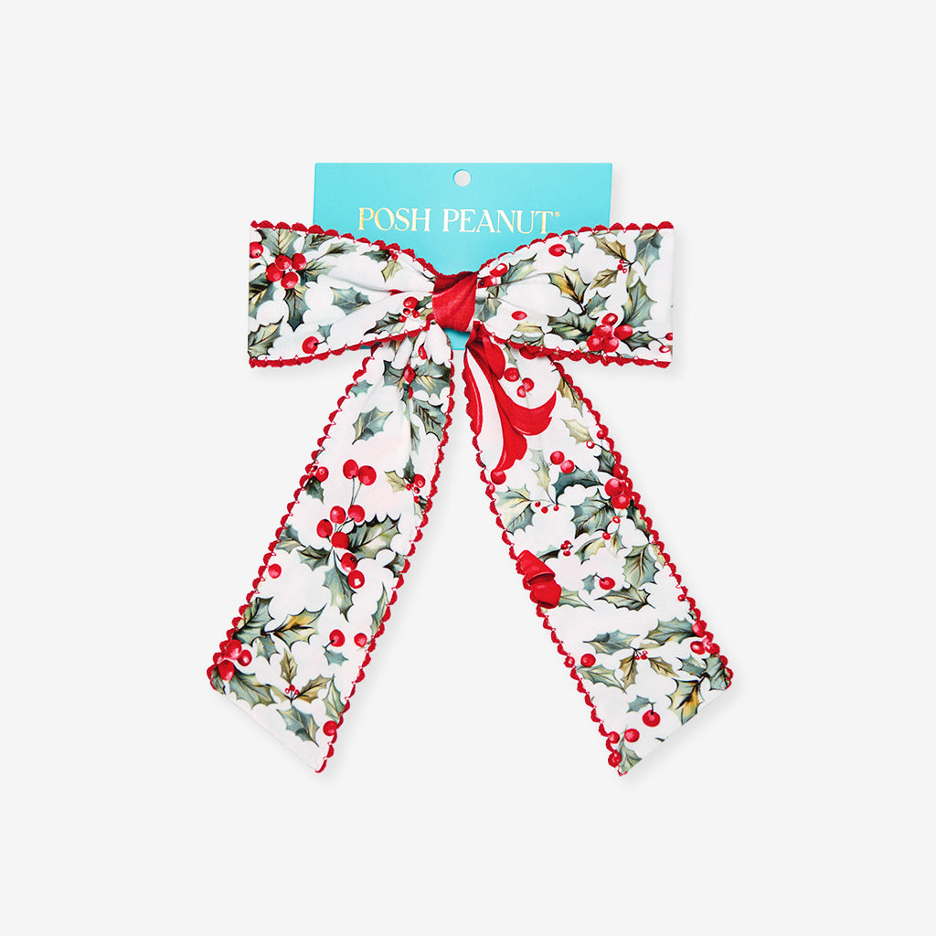 Happy Holly-days Picot Luxe Bow Hair Clip