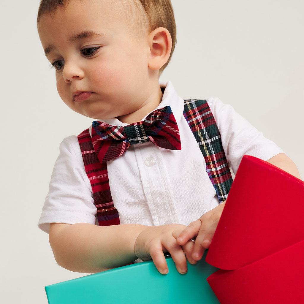 Red Tartan Plaid Luxe Bow Tie