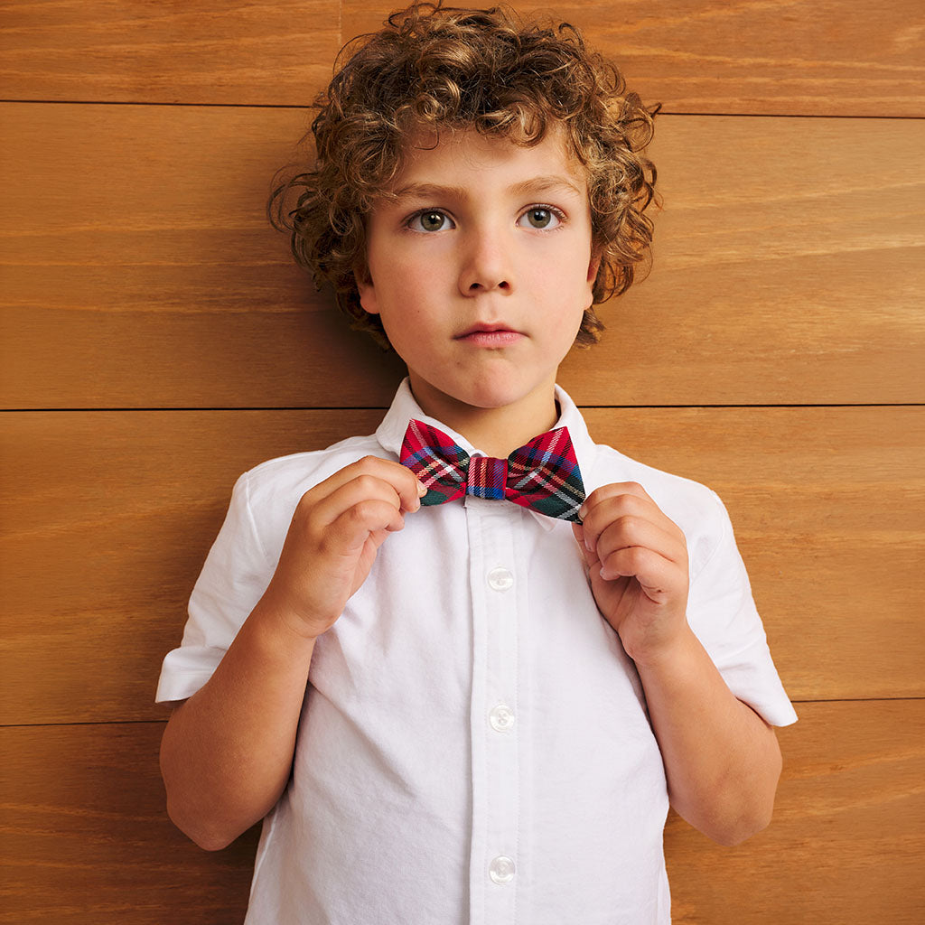 Red Tartan Plaid Luxe Bow Tie