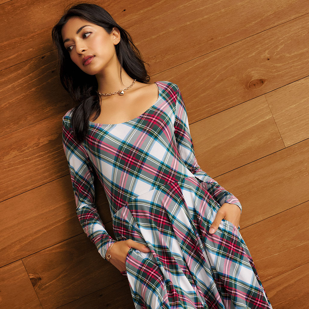 Portia Plaid Women's Midi Twirl Dress