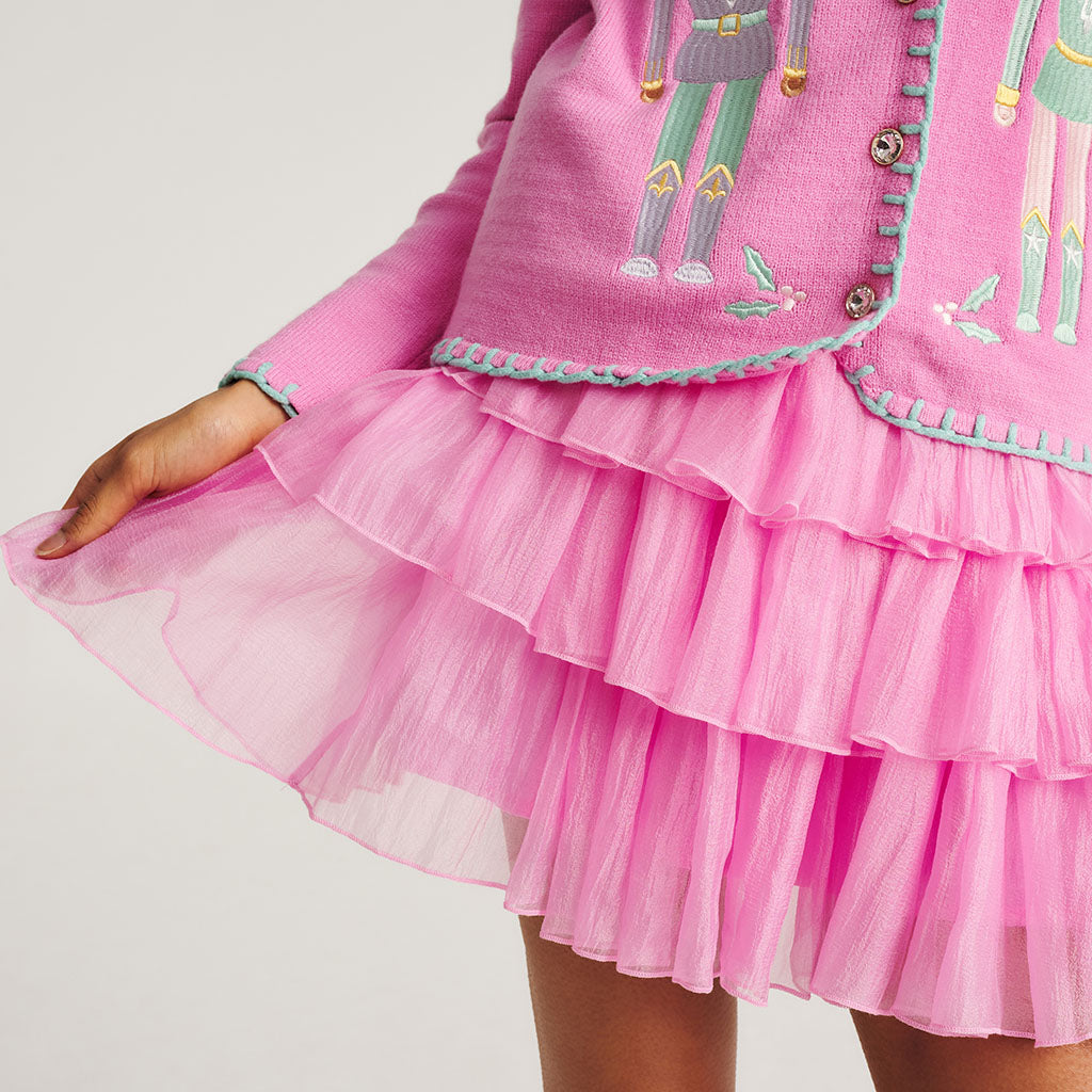 Cruisin' Pink Women's Chiffon Organza Tiered Skirt