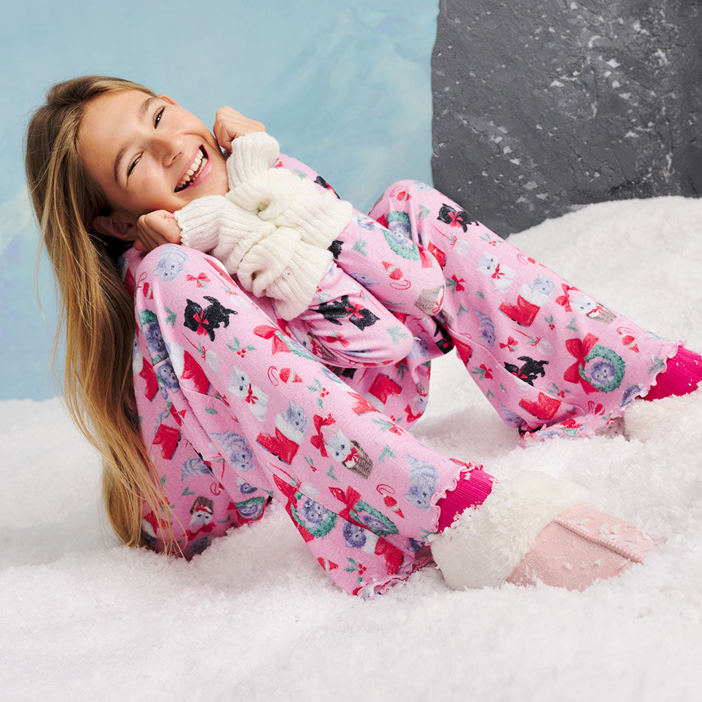 Meowy Christmas Women's Brushed Pointelle Pajama Set