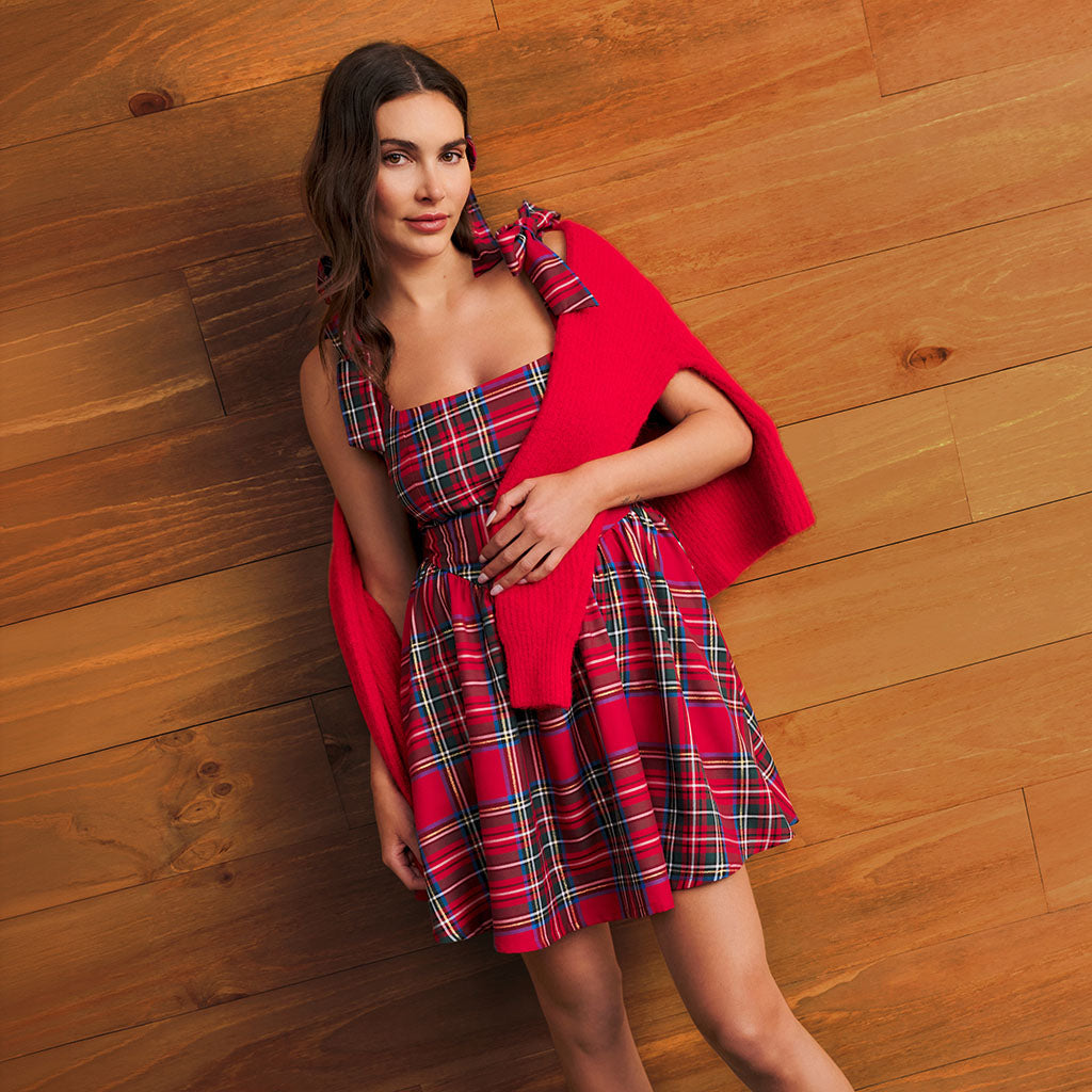 Red Tartan Plaid Women's Mini Dress