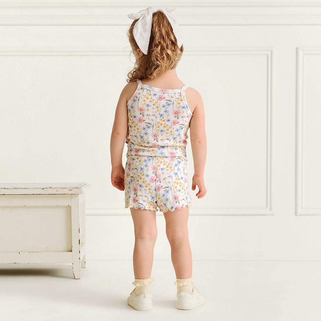 Hazel Pointelle Lettuce Edge Cami Short Set