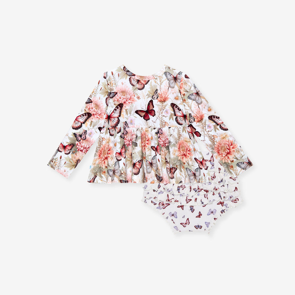 Leanne Peplum Ruffled Pointelle Bummie Set