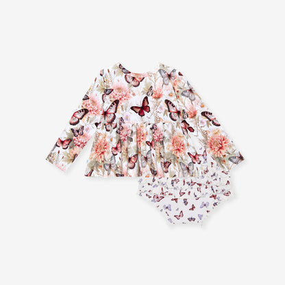 Leanne Peplum Ruffled Pointelle Bummie Set