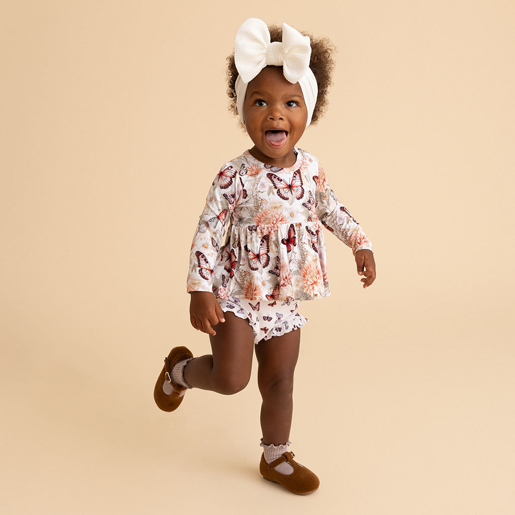 Leanne Peplum Ruffled Pointelle Bummie Set