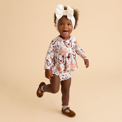 Leanne Peplum Ruffled Pointelle Bummie Set