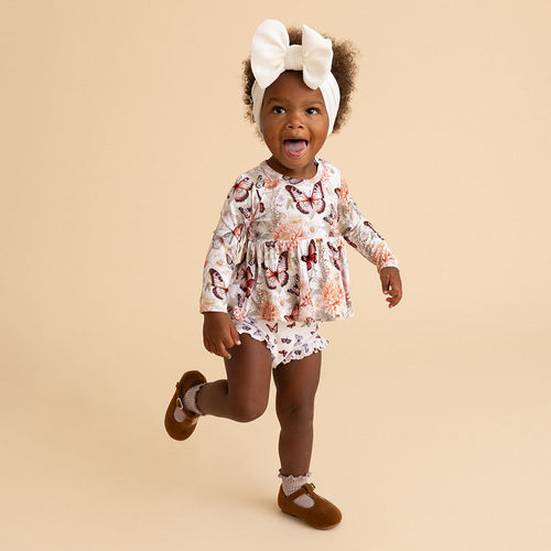 Leanne Peplum Ruffled Pointelle Bummie Set
