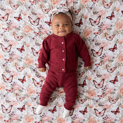 Burgundy Pointelle Cardigan Legging Set
