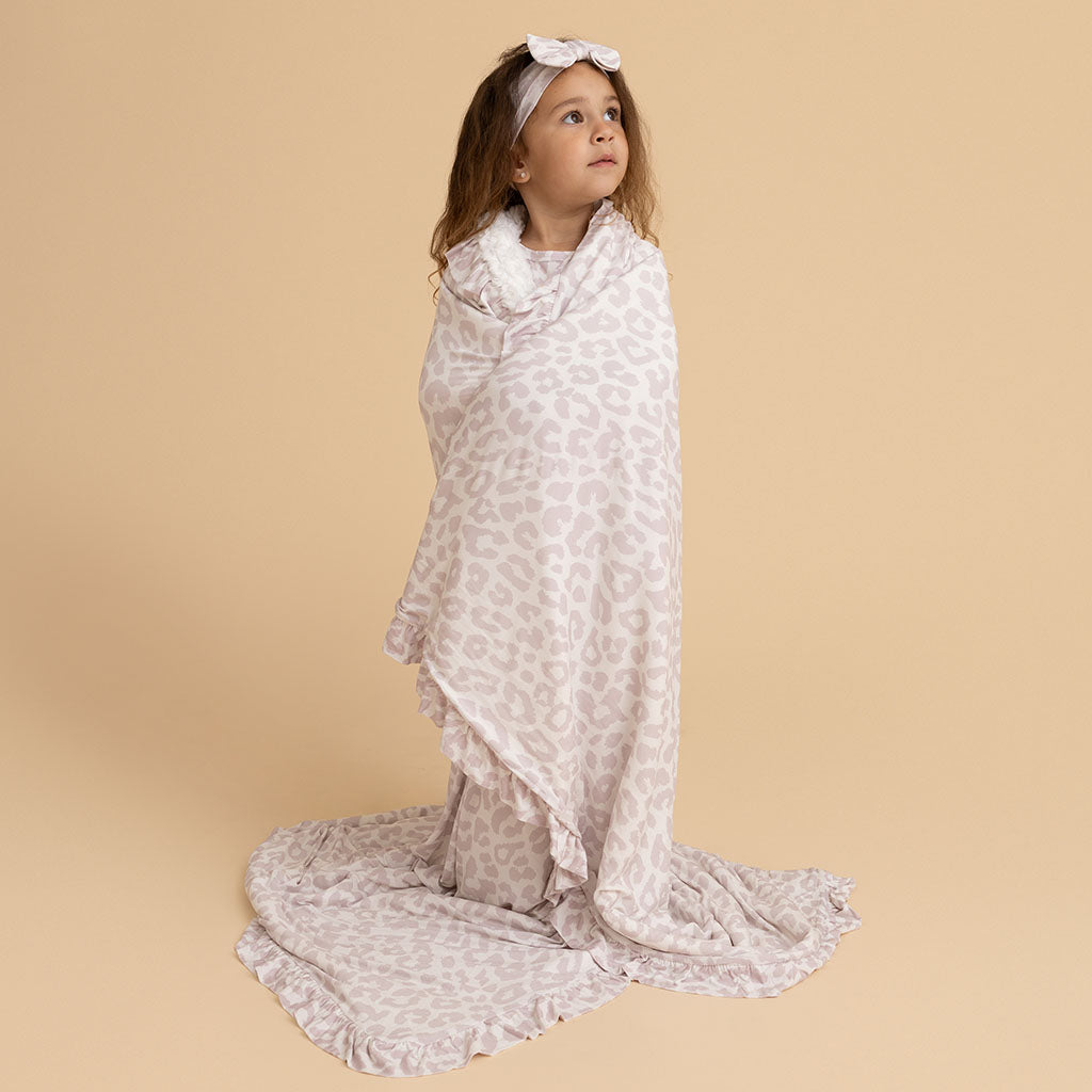 Laurel Leopard Minky Ruffled Luxe Patoo® Blanket